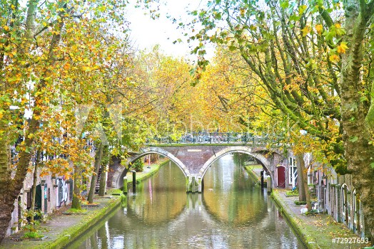 Picture of View at historical canal in Utrecht The Netherlands